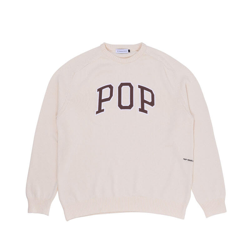 POP TRADING CO. Arch Knitted Crewneck - Off White | TheRoom