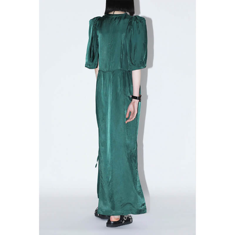TOGA ARCHIVES Cupra Twill Satin Dress - Green | TheRoom Barcelona