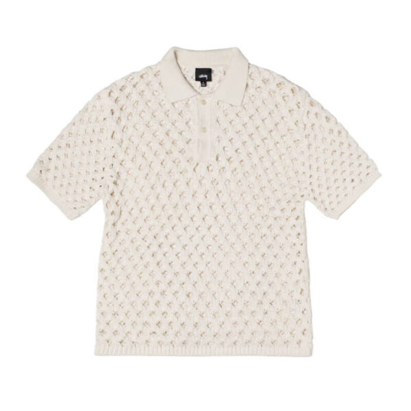 STUSSY Big Mesh Polo Sweater - Ivory