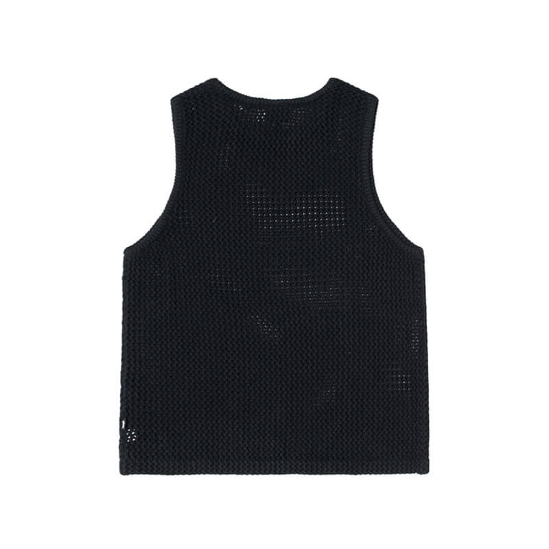 STUSSY O'Dyed Mesh Tank - Solid Black | THEROOM