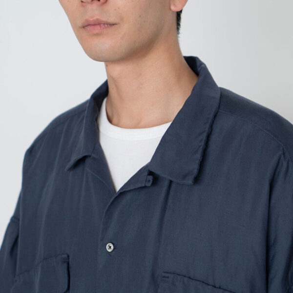 NANAMICA Open Collar Cupra Hemp SS Shirt - Sax