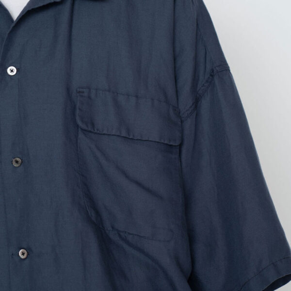 NANAMICA Open Collar Cupra Hemp SS Shirt - Sax