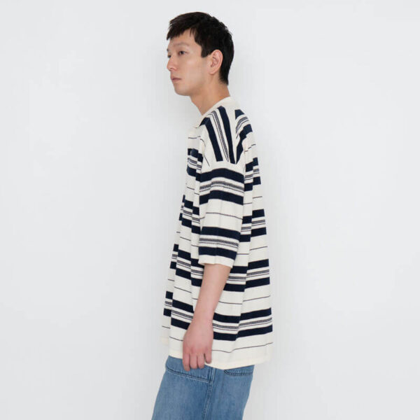NANAMICA Stripe Polo Sweater - Ecru