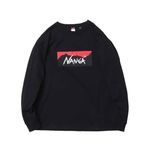 NANGA Eco Hybrid Box Logo LS Tee - Black