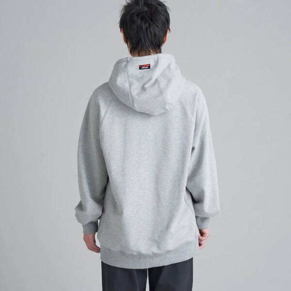 NANGA Eco Hybrid Box Logo Hoodie - Light Grey / Turquoise