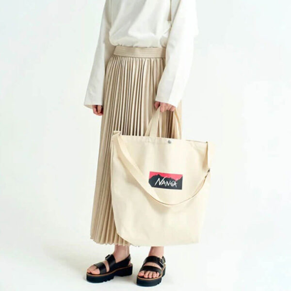 NANGA Logo Canvas Tote 2Way Bag - Natural