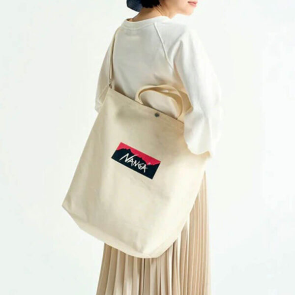 NANGA Logo Canvas Tote 2Way Bag - Natural