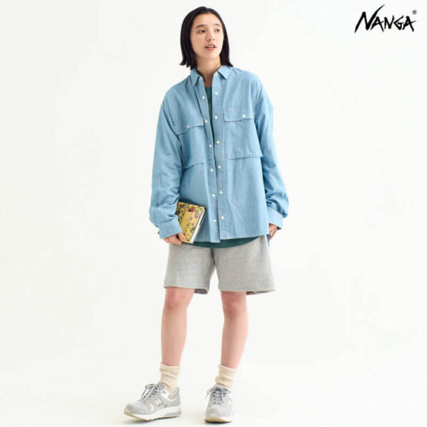 NANGA Hinoc Chambray Field Shirt - Light Blue