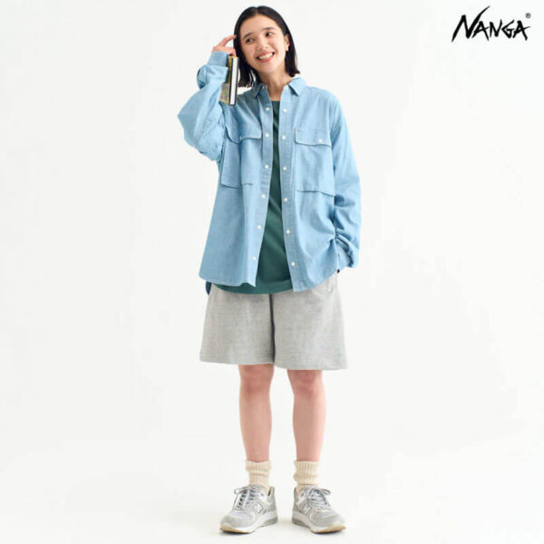 NANGA Hinoc Chambray Field Shirt - Light Blue