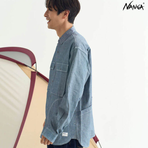 NANGA Hinoc Chambray Field Shirt - Light Blue