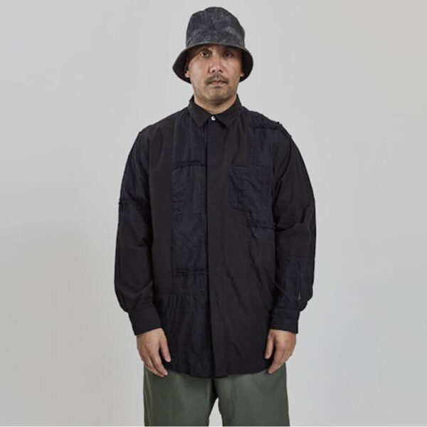 ENGINEERED GARMENTS Combo Short Collar Shirt - Black Patchwork