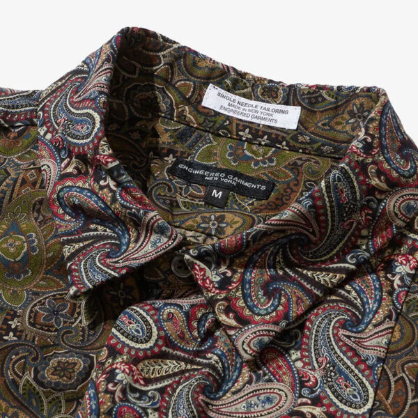 ENGINEERED GARMENTS Combo Short Collar Shirt - Olive / Black Paisley