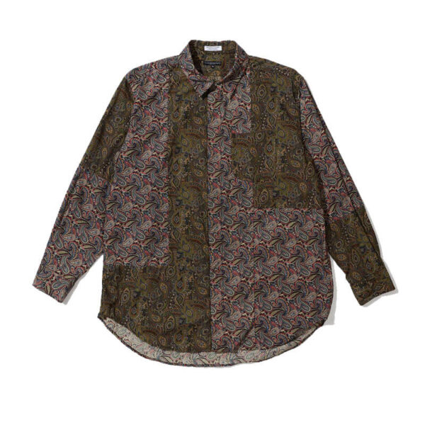 ENGINEERED GARMENTS Combo Short Collar Shirt - Olive / Black Paisley