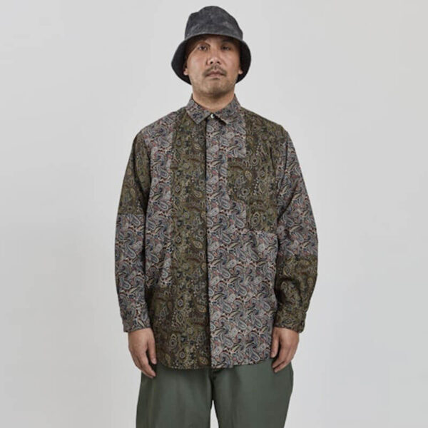 ENGINEERED GARMENTS Combo Short Collar Shirt - Olive / Black Paisley