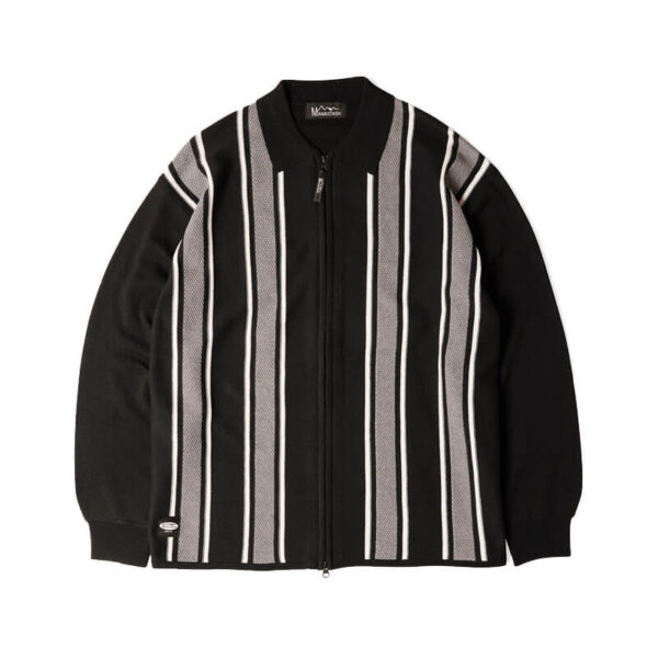 MANASTASH MCA Stripe Zip Knit Black