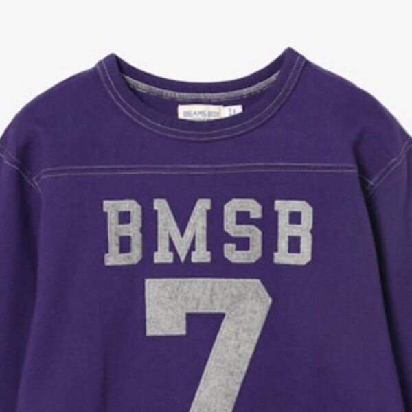 BEAMS BOY Knit Football 3/4 Tee - Purple