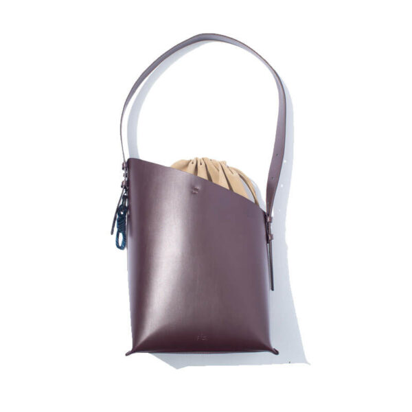 F/CE. Tech Leather Diagonal Cut Bag - Wine