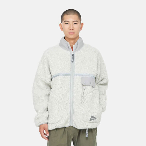 GRAMICCI x AND WANDER JQ Tape Fleece Jacket - Light Grey