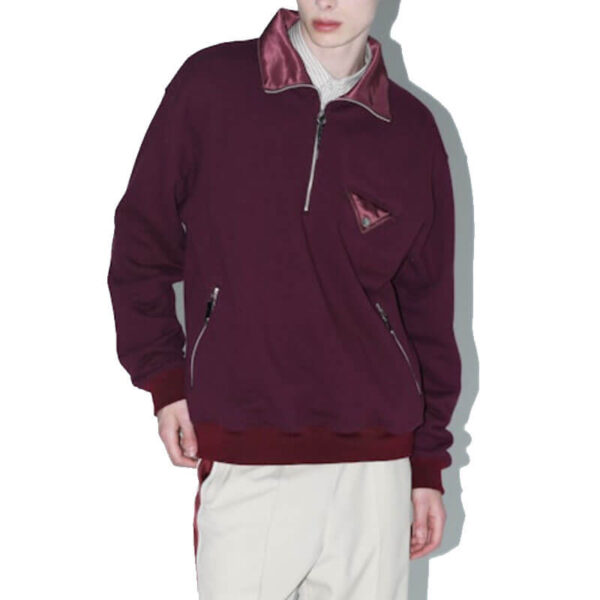 TOGA ARCHIVES Half Zip Sweatshirt - Dark Red