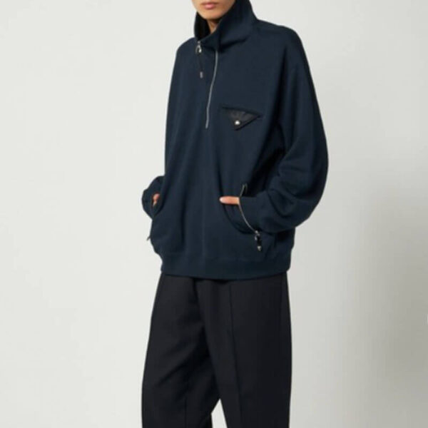 TOGA ARCHIVES Half Zip Sweatshirt - Navy