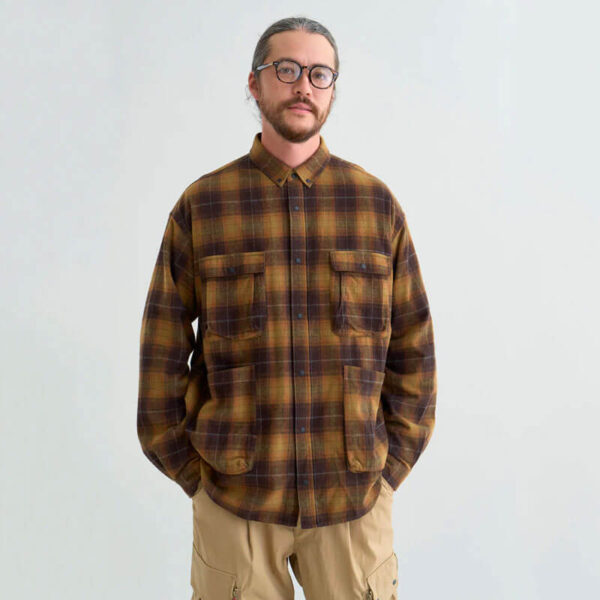 NANGA Fade Plaid Camp Shirt - Brown