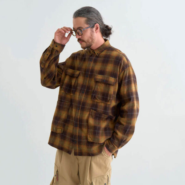 NANGA Fade Plaid Camp Shirt - Brown