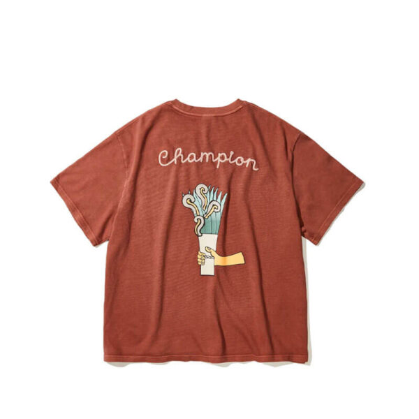 CHAMPION x ANGELO BAQUE Vintage Dye Pocket Tee - Chestnut Red