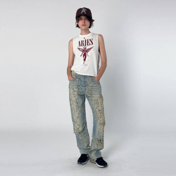 ARIES Faded Nirvana Muscle Vest - Off White