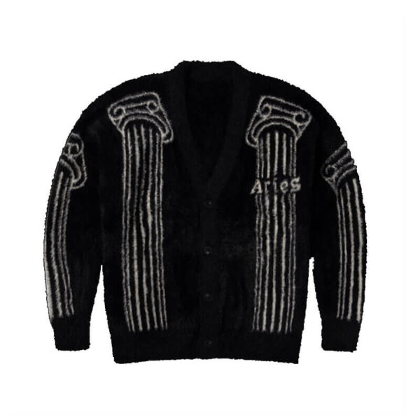 ARIES-ARISE-Oversized-Chenille-Column-Knit-Cardigan-Black ARIES Oversized Chenille Column Knit Cardigan - Black