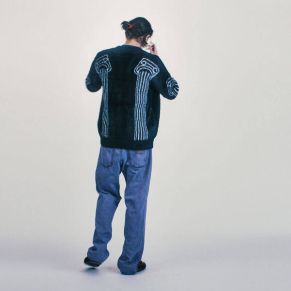 ARIES Oversized Chenille Column Knit Cardigan - Black