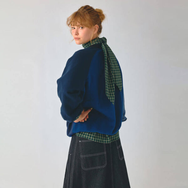 BEAMS BOY Ascot Tie Checked Shirt