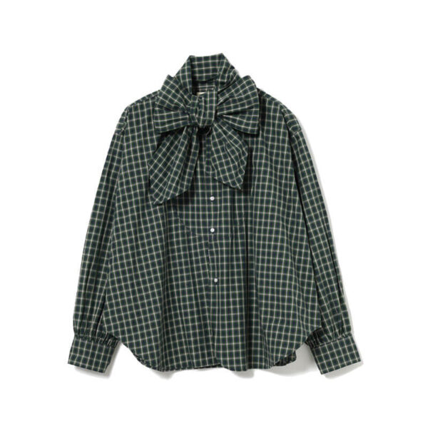 BEAMS BOY Ascot Tie Checked Shirt