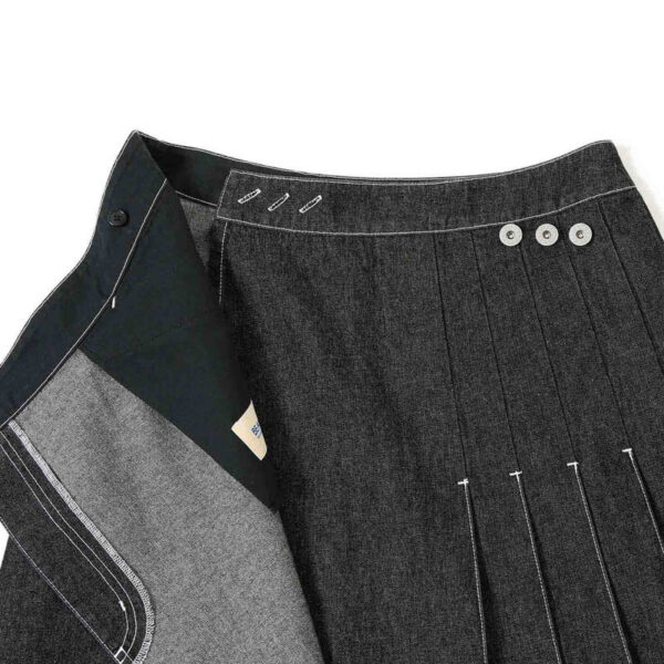 BEAMS BOY Wrap Pleated Skirt - Black Denim
