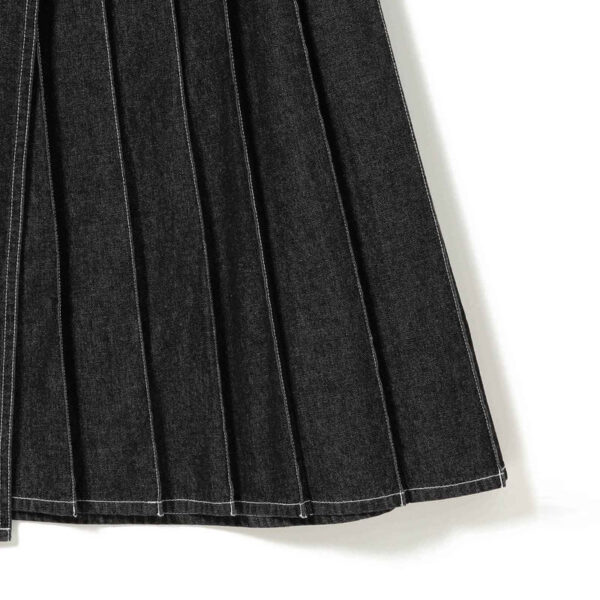 BEAMS BOY Wrap Pleated Skirt - Black Denim
