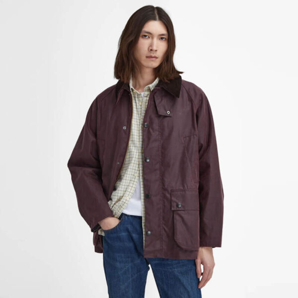 BARBOUR Oversized Bedale Wax Jacket - Bordeaux