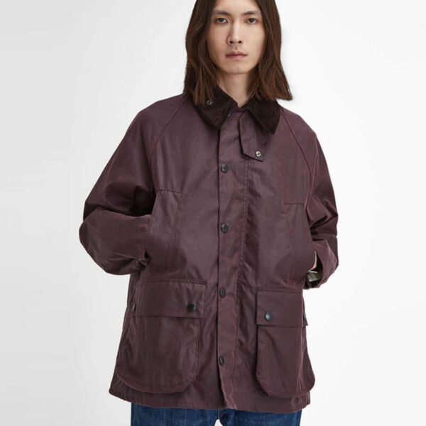 BARBOUR Oversized Bedale Wax Jacket - Bordeaux