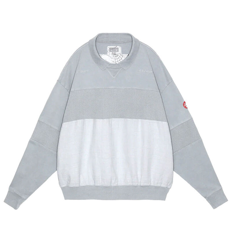 CAV EMPT Overdye Collared Light Crew - Blue Grey