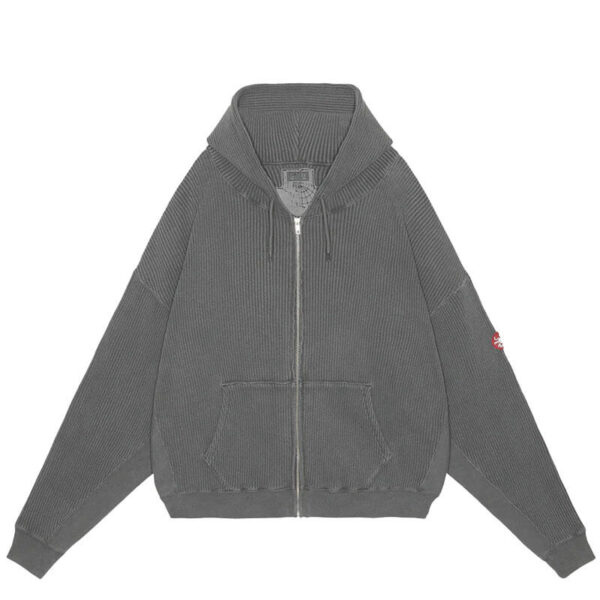 CAV EMPT Overdye Wide Rib Cut Zip Hoodie - Charcoal