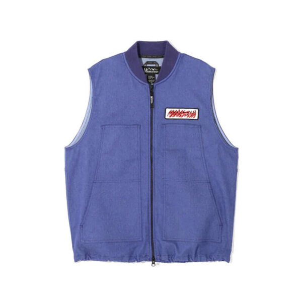 MANASTASH-Patched Logo Work Vest – Blue (1) MANASTASH Patched Logo Work Vest