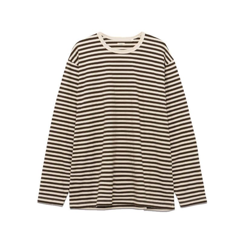 NANAMICA COOLMAX Stripe LS Jersey - Brown