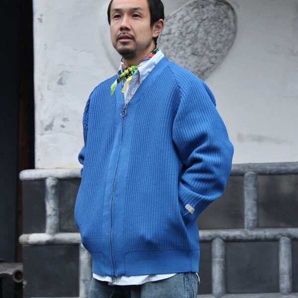 NANAMICA 5G Zip Cardigan - Blue