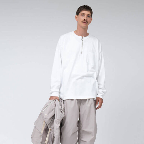 NANAMICA Half Zip LS Tee - Off White