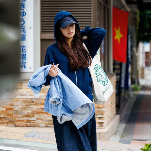 NANAMICA Zip-Up Thermal Hoodie - Navy