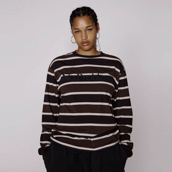 NO PROBLEMO Stripe LS Tee - Brown