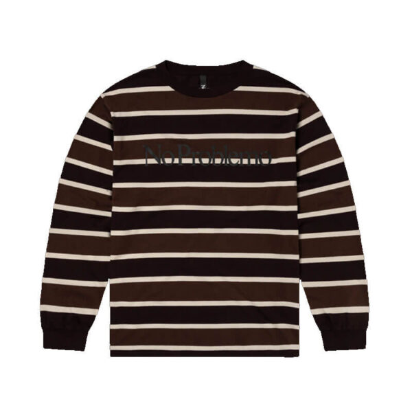 NO PROBLEMO Stripe LS Tee - Brown