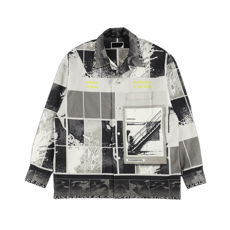 PHINGERIN-FLANNEL-OPEN-COLLAR-SHIRT-AGENT-Grey PHINGERIN Flannel Open Collar Shirt - Agent