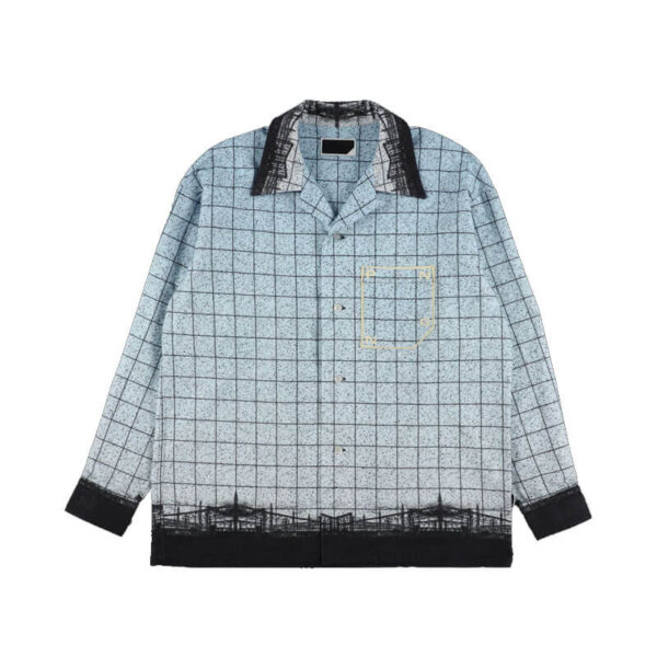 PHINGERIN Flannel Open Collar Shirt - Sky