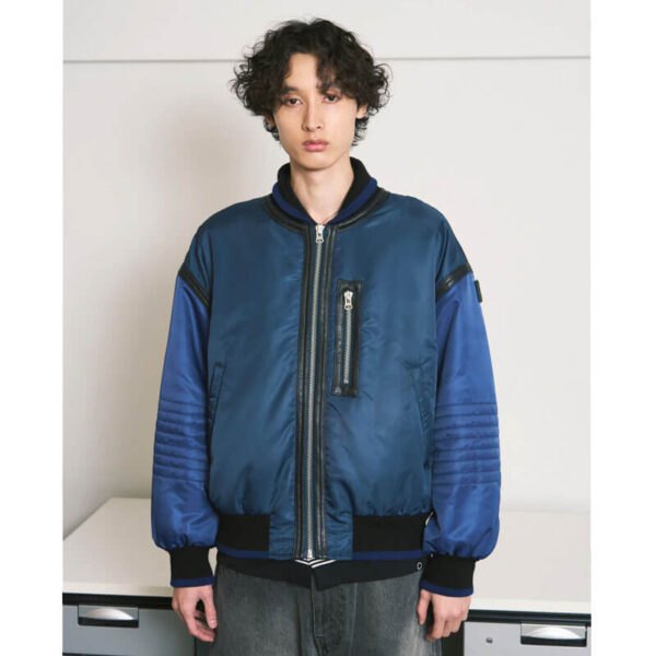 PHINGERIN Trim Leather Bomber Jacket