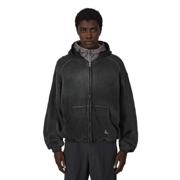 ROA-BEE-Sun-Faded-Waffle-Zip-Black (1) ROA Hiking Bee Sun Faded Waffle Zip Up Hoodie - Black