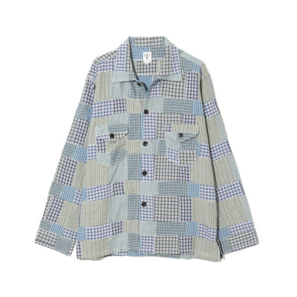 SOUTH2WEST8-Smokey-Shirt-Plaid-Patchwork-Navy SOUTH2 WEST8 Smokey Shirt - Plaid Patchwork Navy